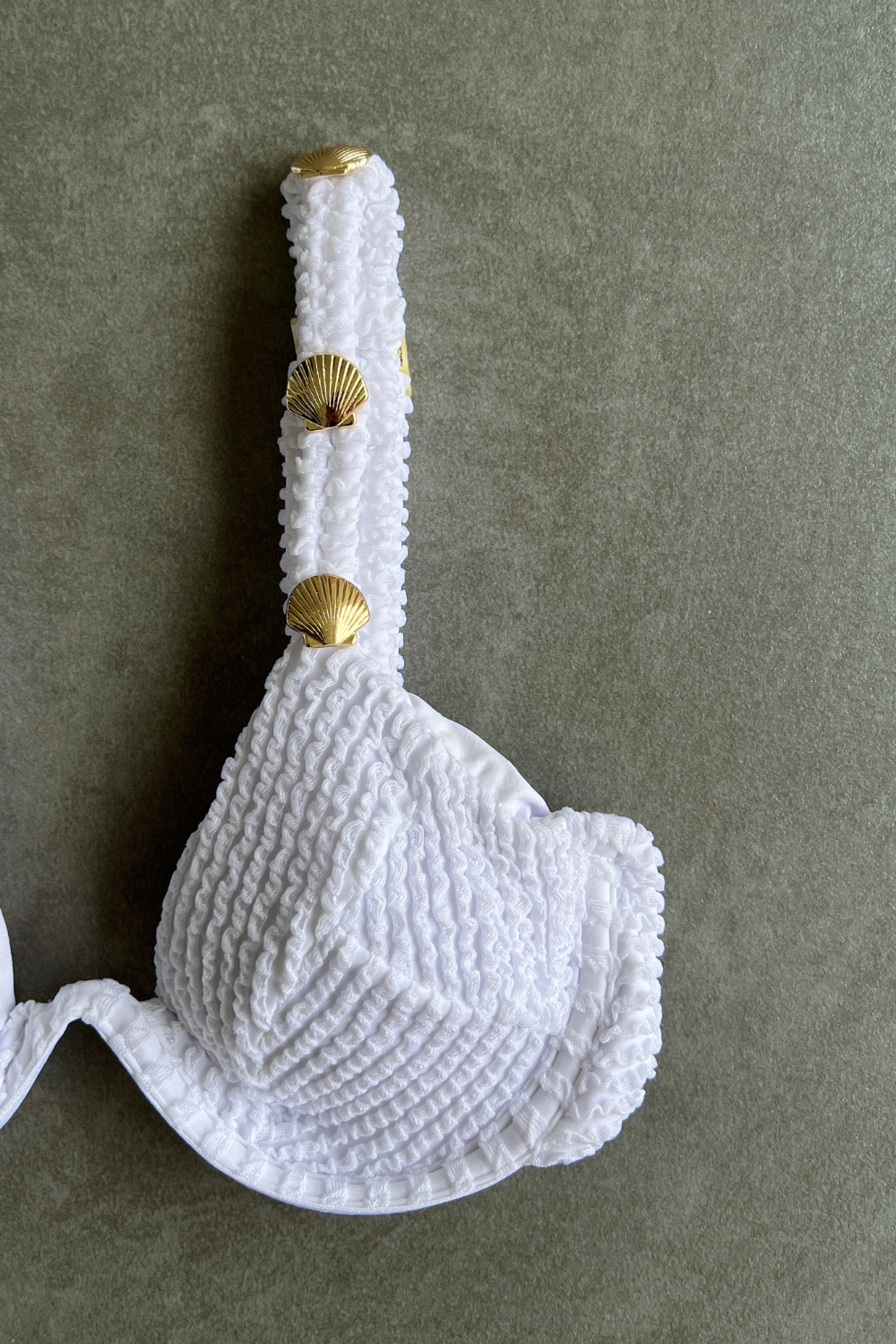 Pure White Textured Valentina Bikini Top-2