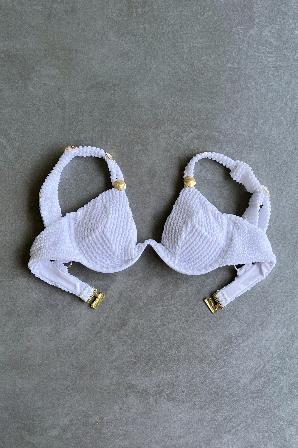 Pure White Textured Valentina Bikini Top-1