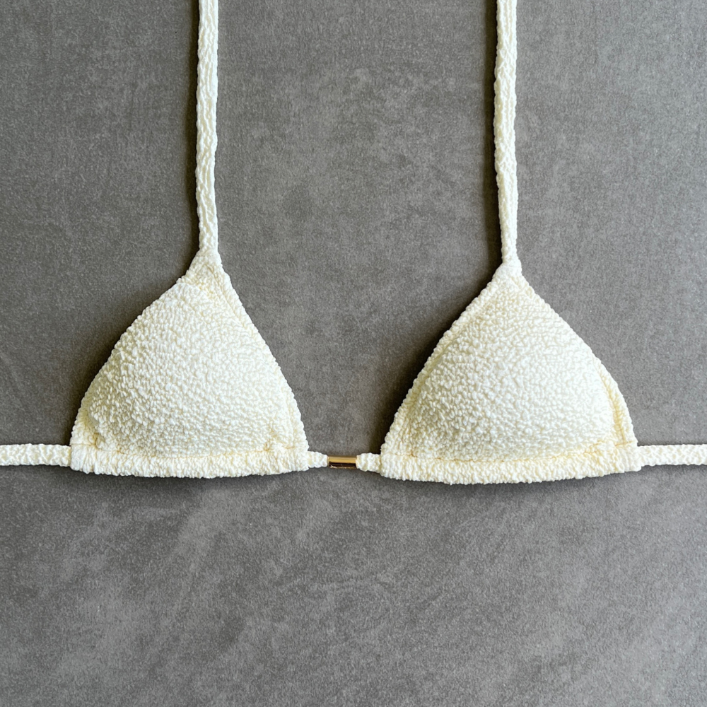Buttercream Beehive Textured Triangle Bikini Top-0