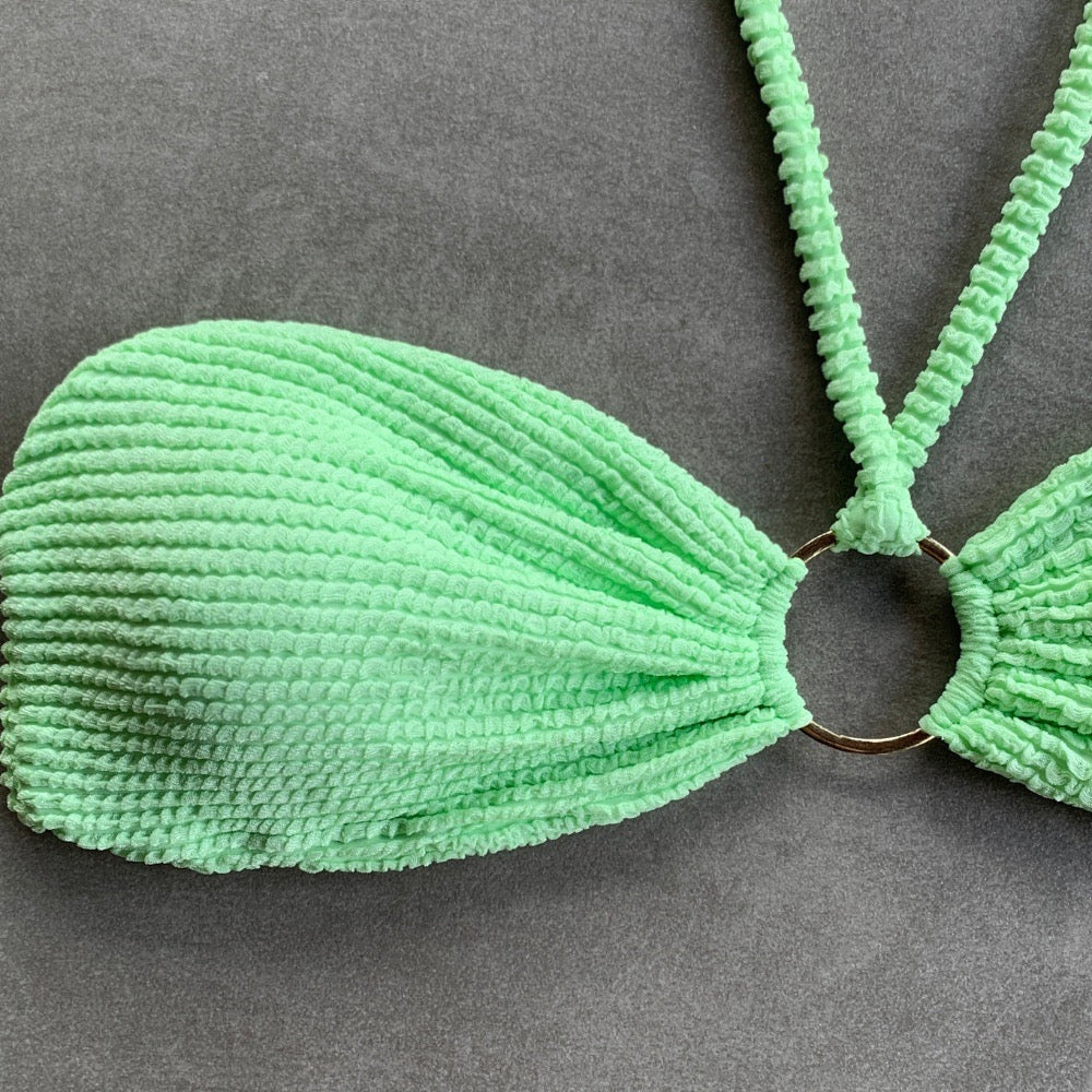 Minty Haze Textured Strapless Bikini Top-1