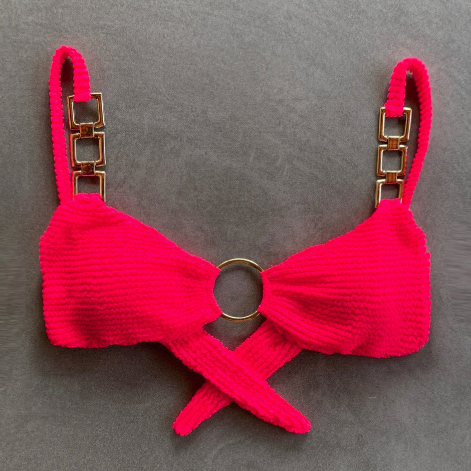 Electra Red Textured Mari Bikini Top-0