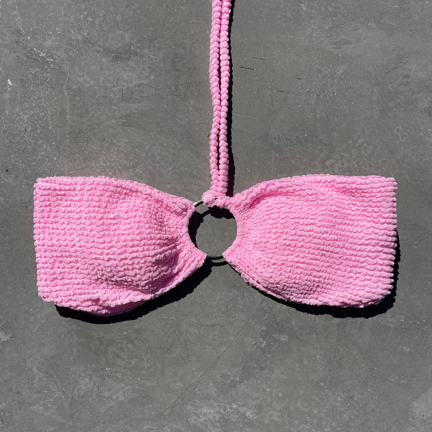 Pink Milk Shake Textured Strapless Bikini Top-0