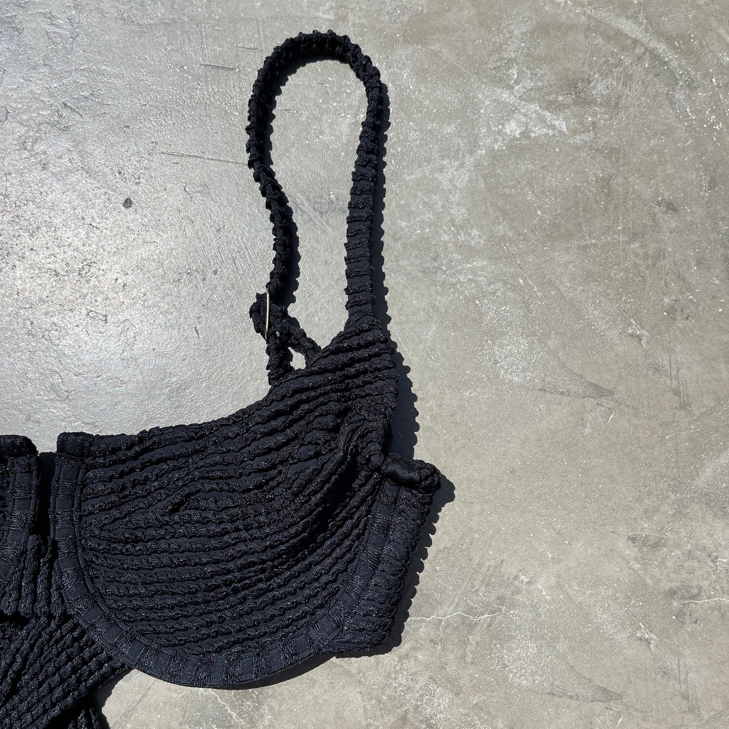 Onyx Black Textured Panneled Bikini Top-3