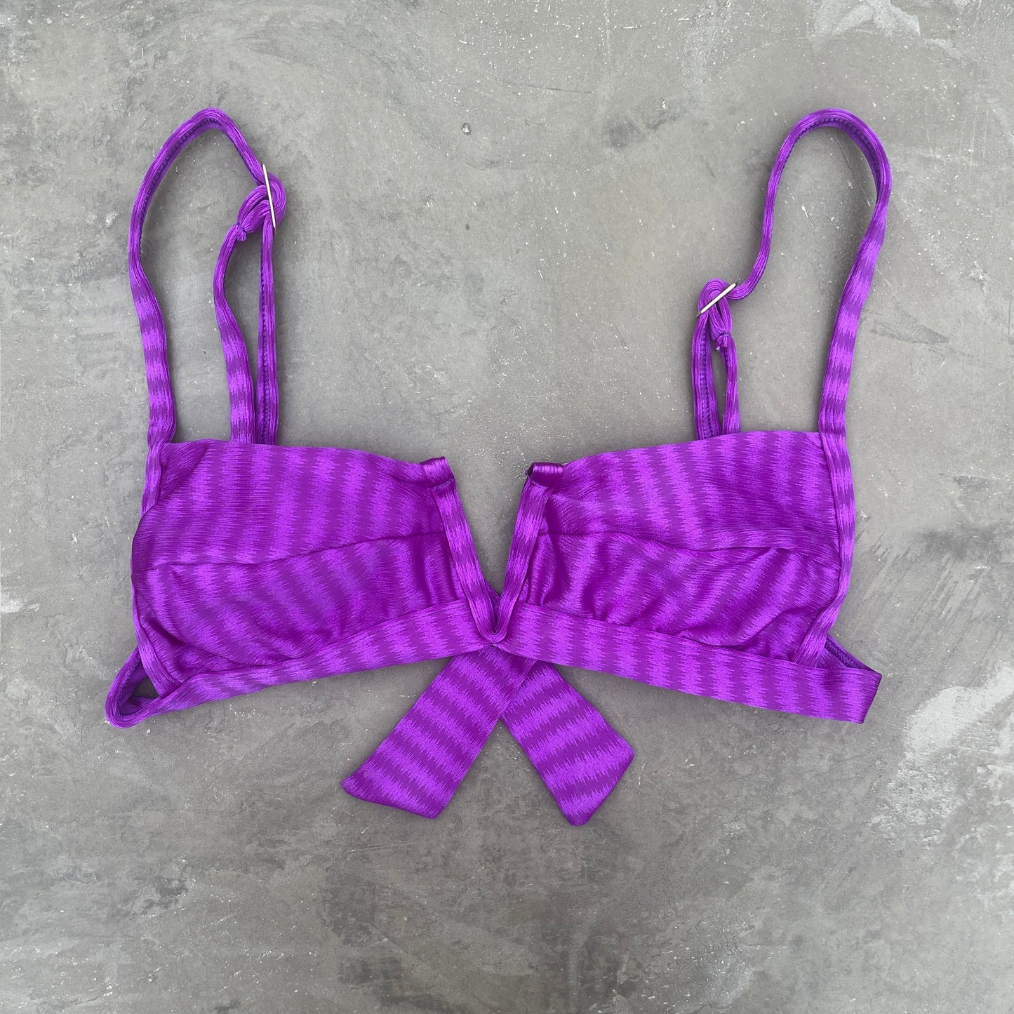 Purple Striped Squared V Bikini Top-0