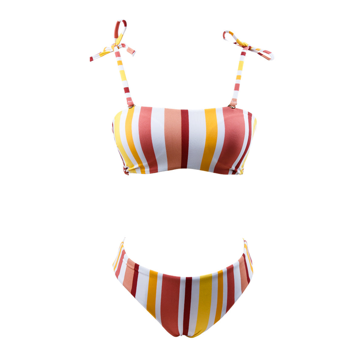 Colorful Stripe Bandeau Bikini Swimwear-3
