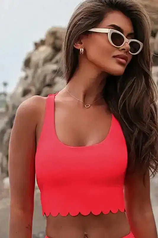 Crossed Straps Cropped Bikini Top-4
