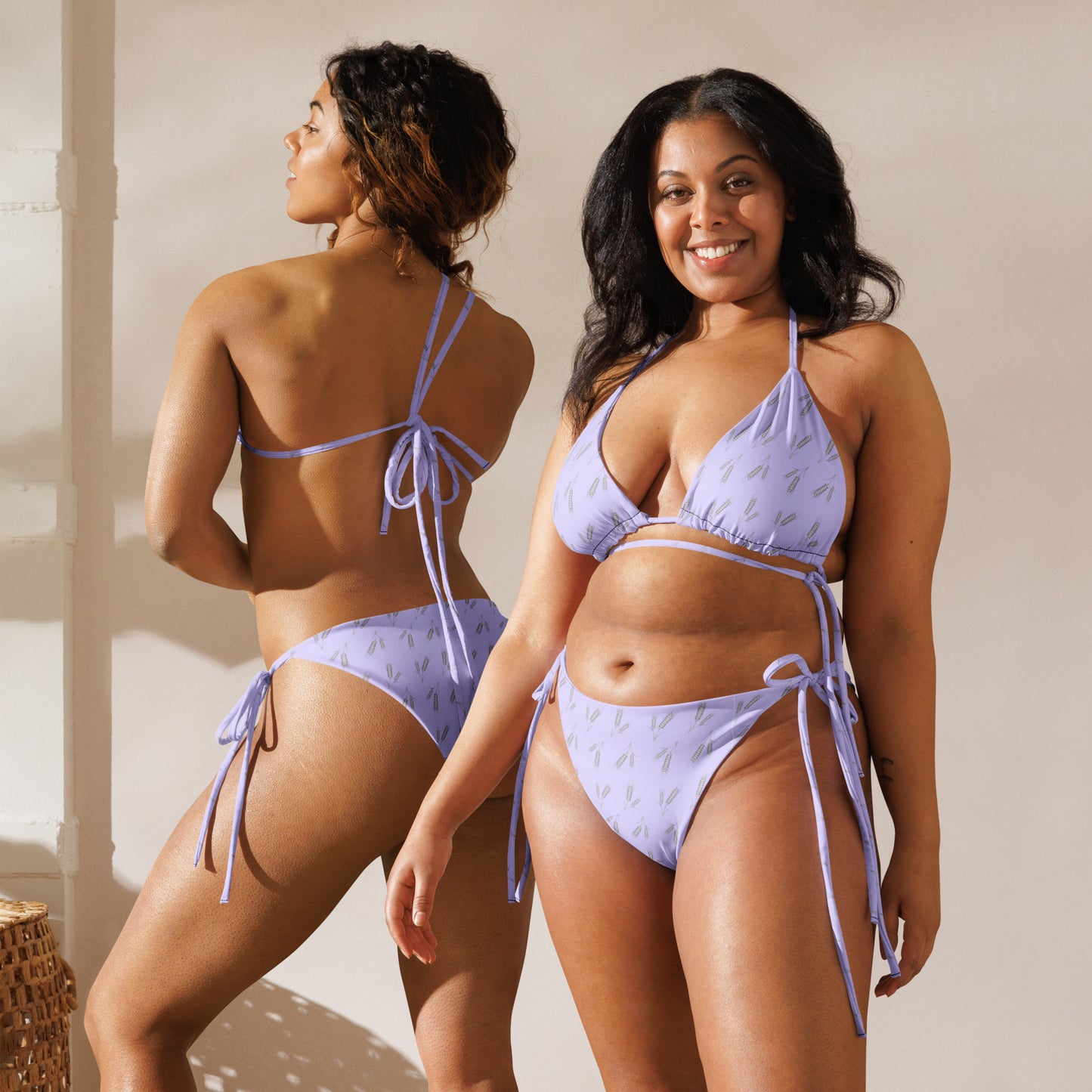 Grano Pattern Print String Bikini - Lavender-4