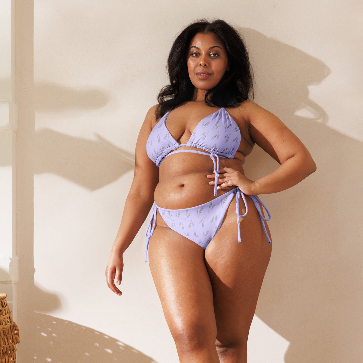 Grano Pattern Print String Bikini - Lavender-3
