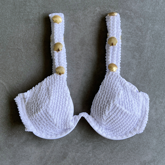 Pure White Textured Valentina Bikini Top-0
