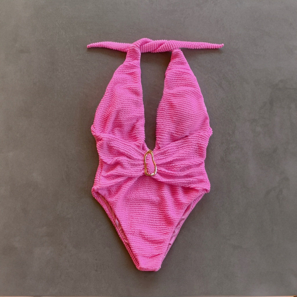 Pink Bliss Textured Samira One Piece Swimwear-0