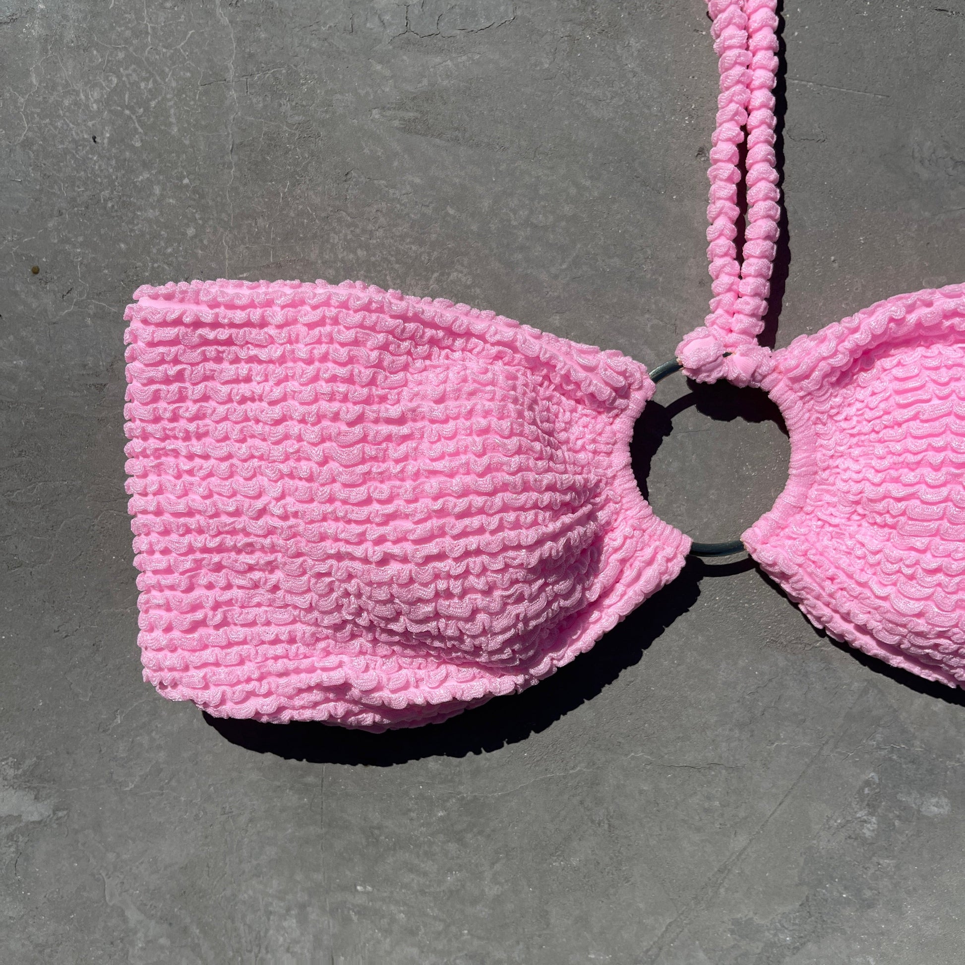 Pink Milk Shake Textured Strapless Bikini Top-1