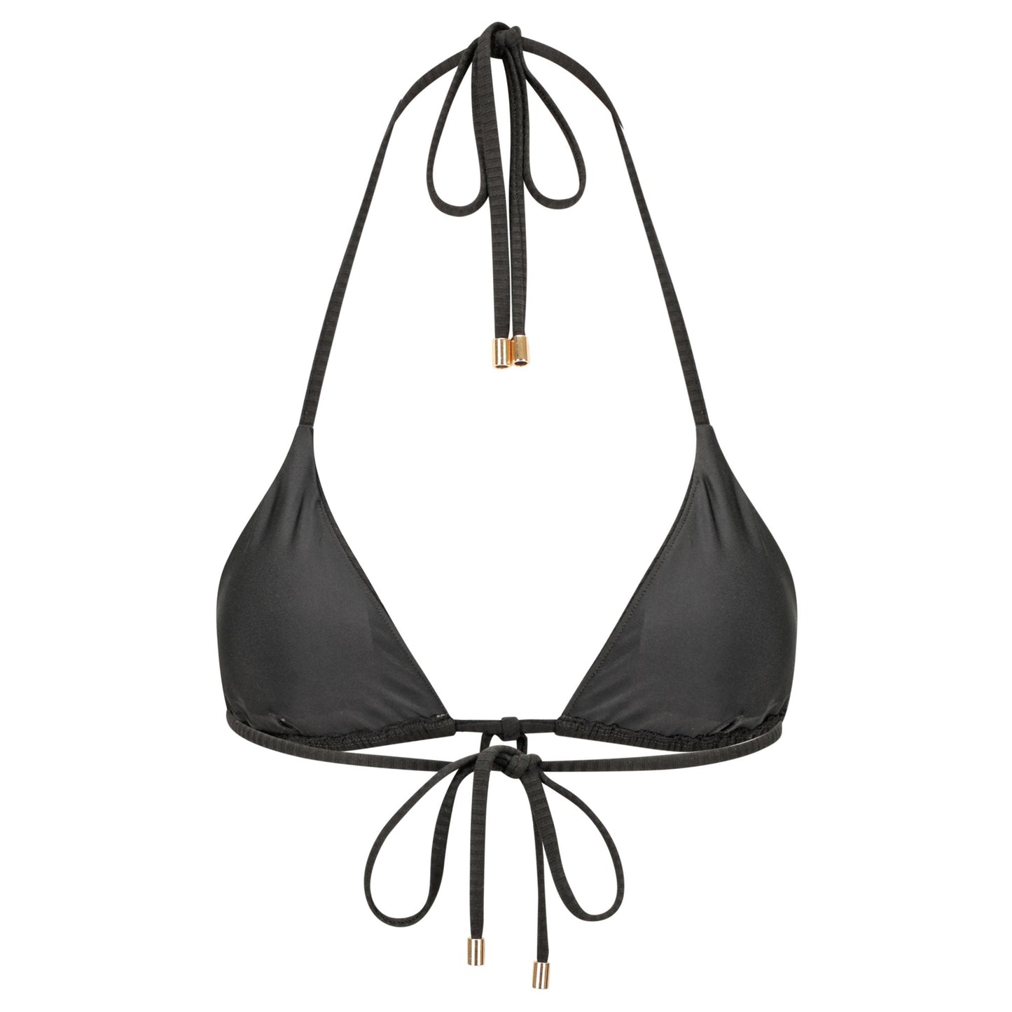 Triangle Bikini Top-Ribbed Black-2