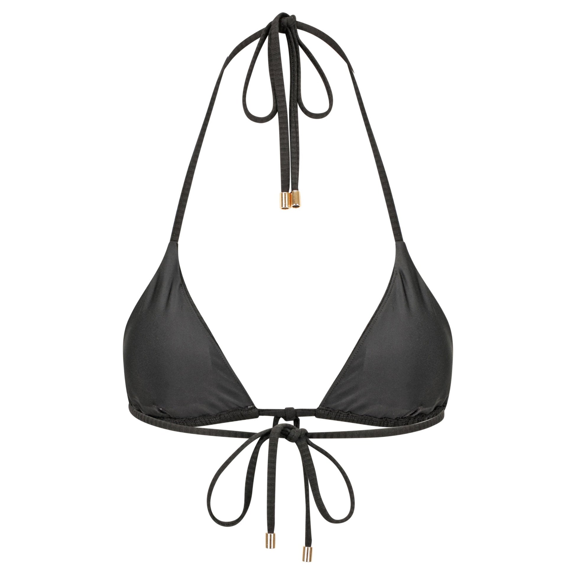 Triangle Bikini Top-Ribbed Black-2