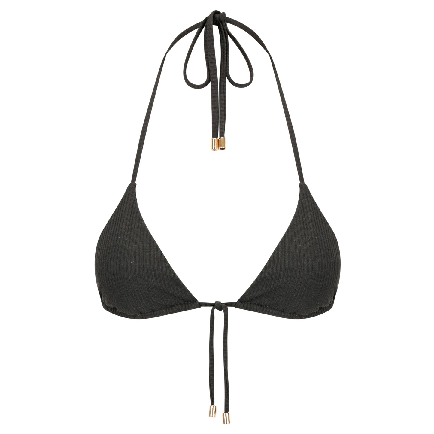Triangle Bikini Top-Ribbed Black-0