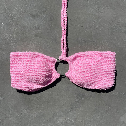 Pink Milk Shake Textured Strapless Bikini Top-0