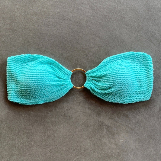 Curazao Blue Textured Strapless Bikini Top-0