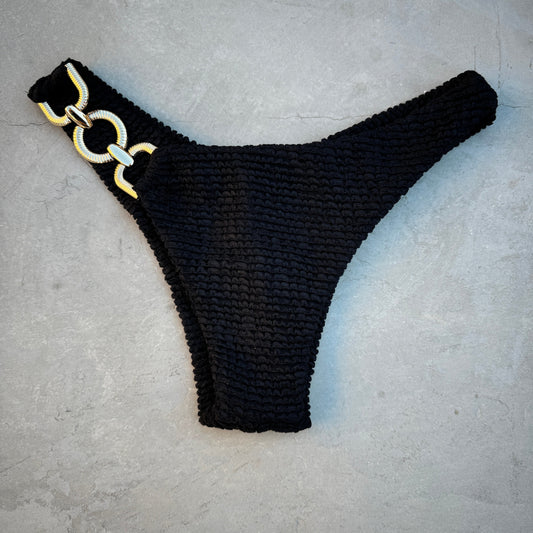 Onyx Textured Bia Metal Bikini Bottom-0