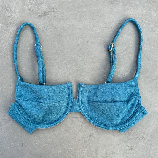Formentera Blue Lux Textured Panneled Bikini Top-0