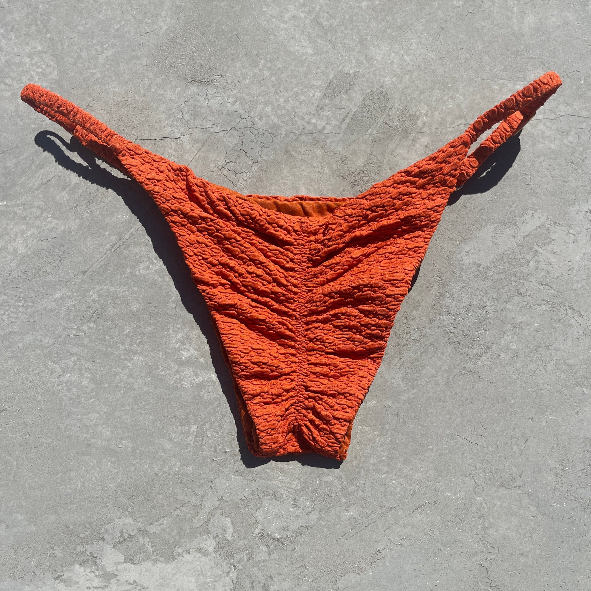 Sunkissed Amber Textured Tanga Bikini Bottom-0