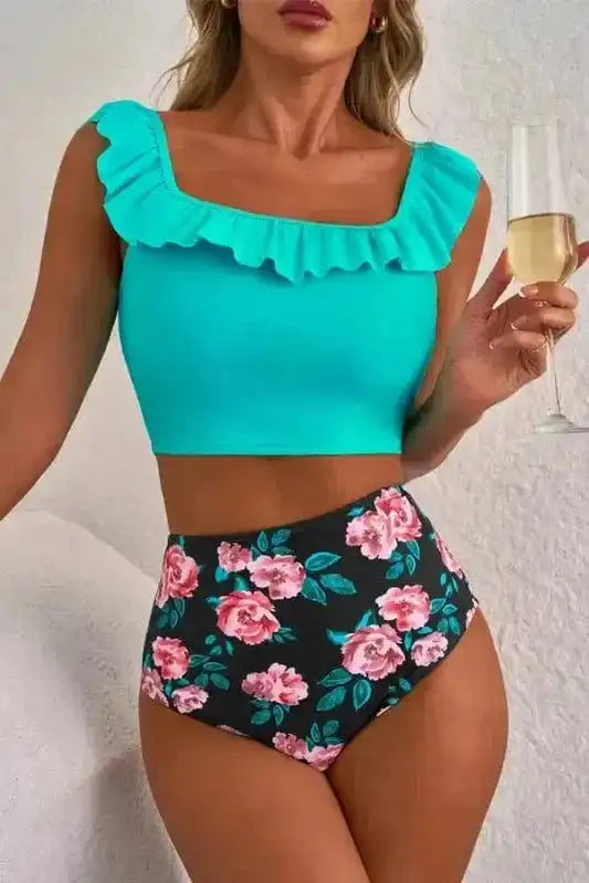 Tropical Lagoon Bikini - High Waist-0