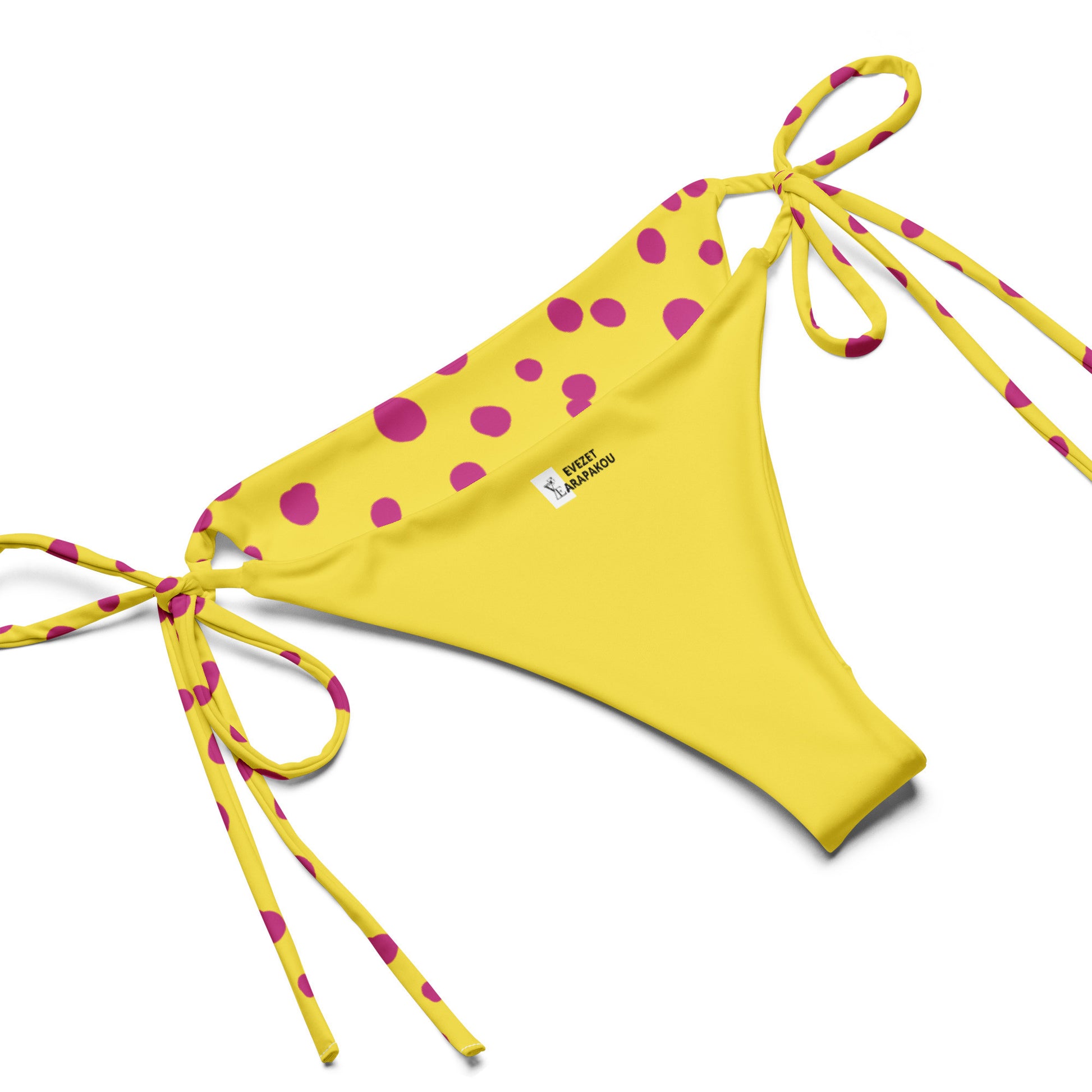 Yellow Sunny Pink polka dot recycled string bikini-13