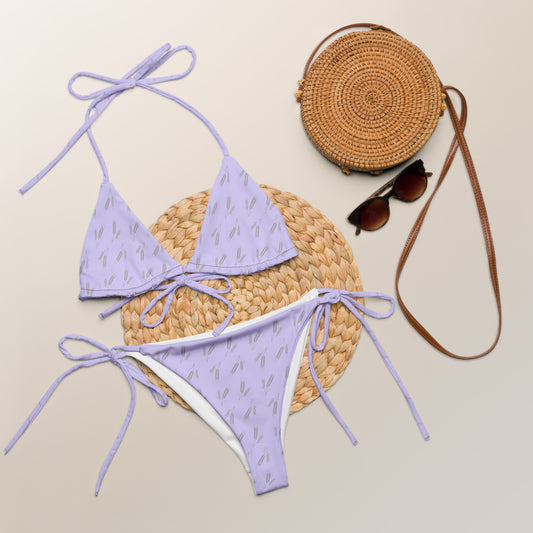 Grano Pattern Print String Bikini - Lavender-0