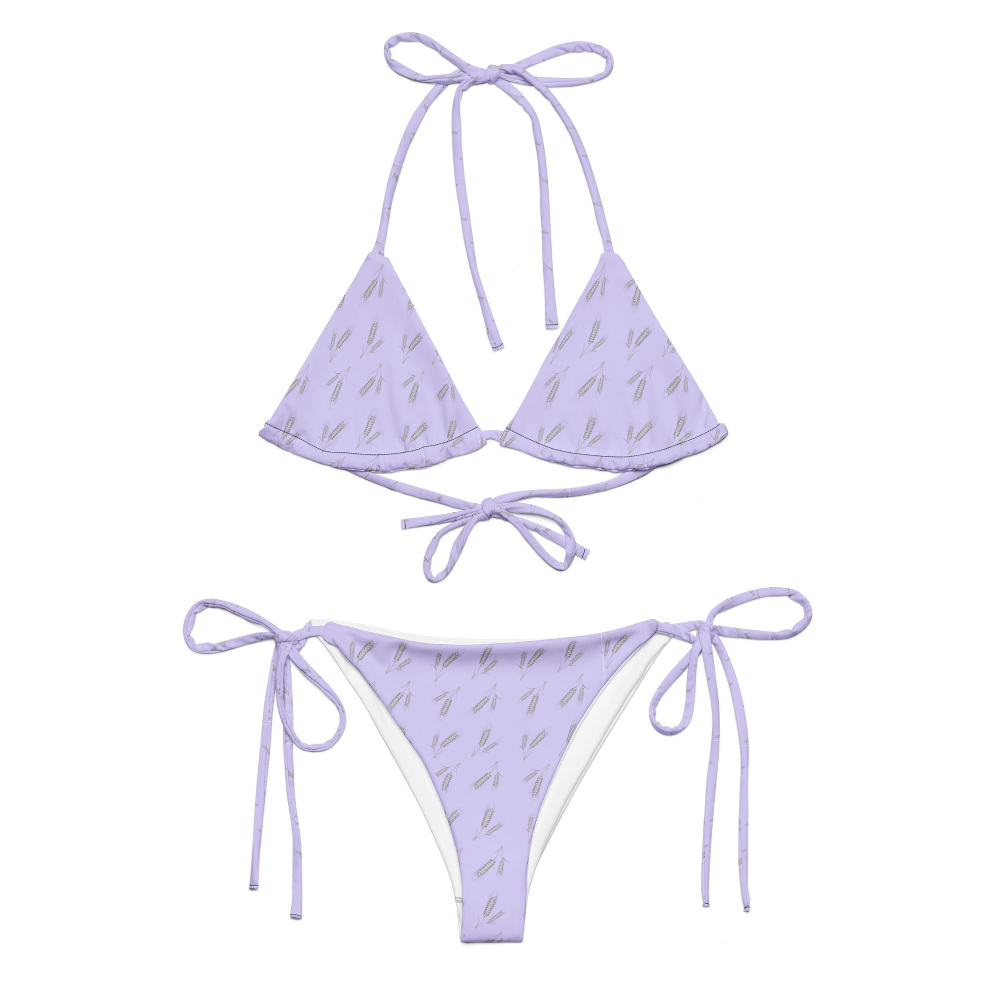 Grano Pattern Print String Bikini - Lavender-5