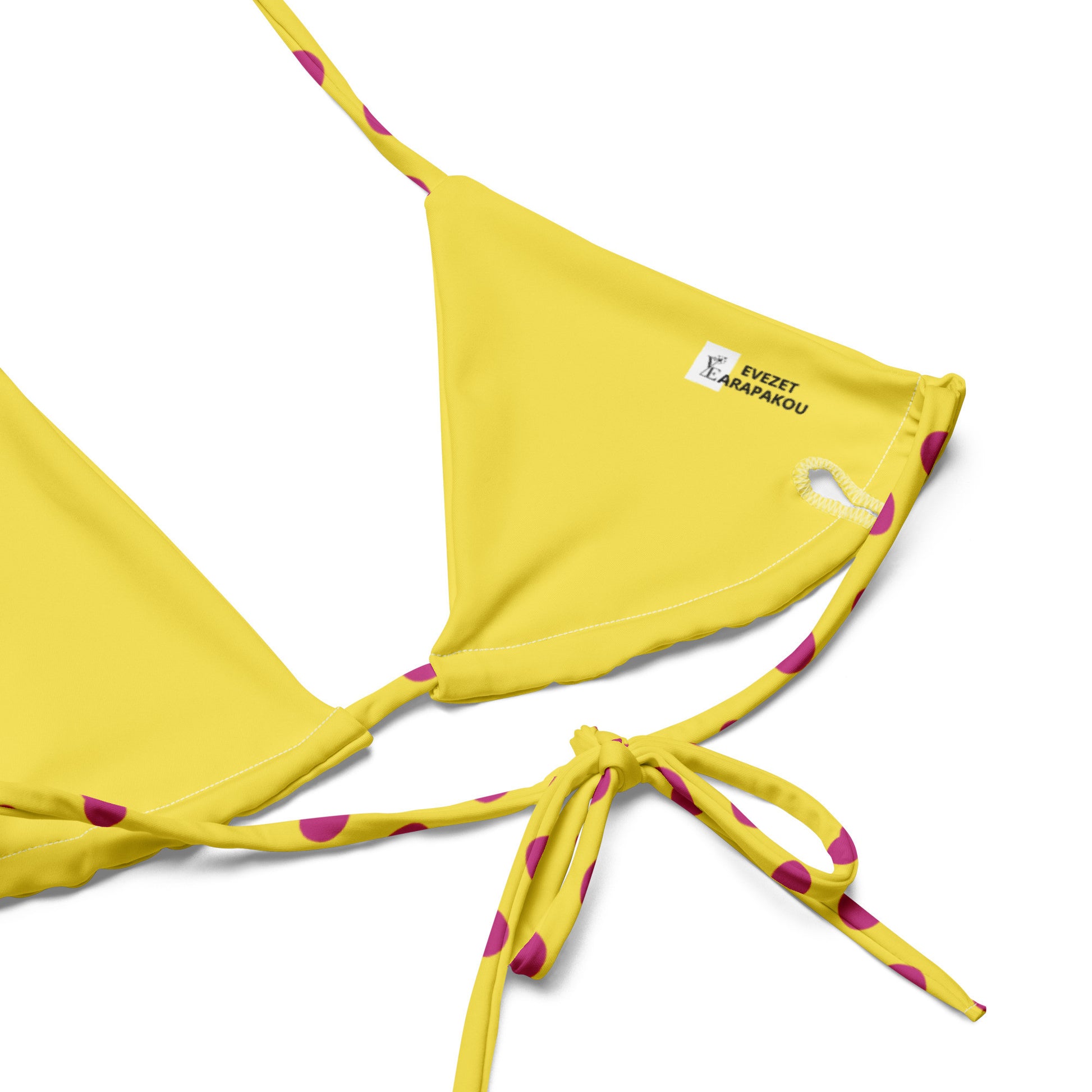 Yellow Sunny Pink polka dot recycled string bikini-14